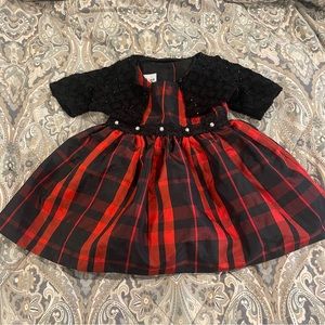 Pippa & Julie Christmas Holiday Dress W/ Sweater Black & Red Size 6/9 Months